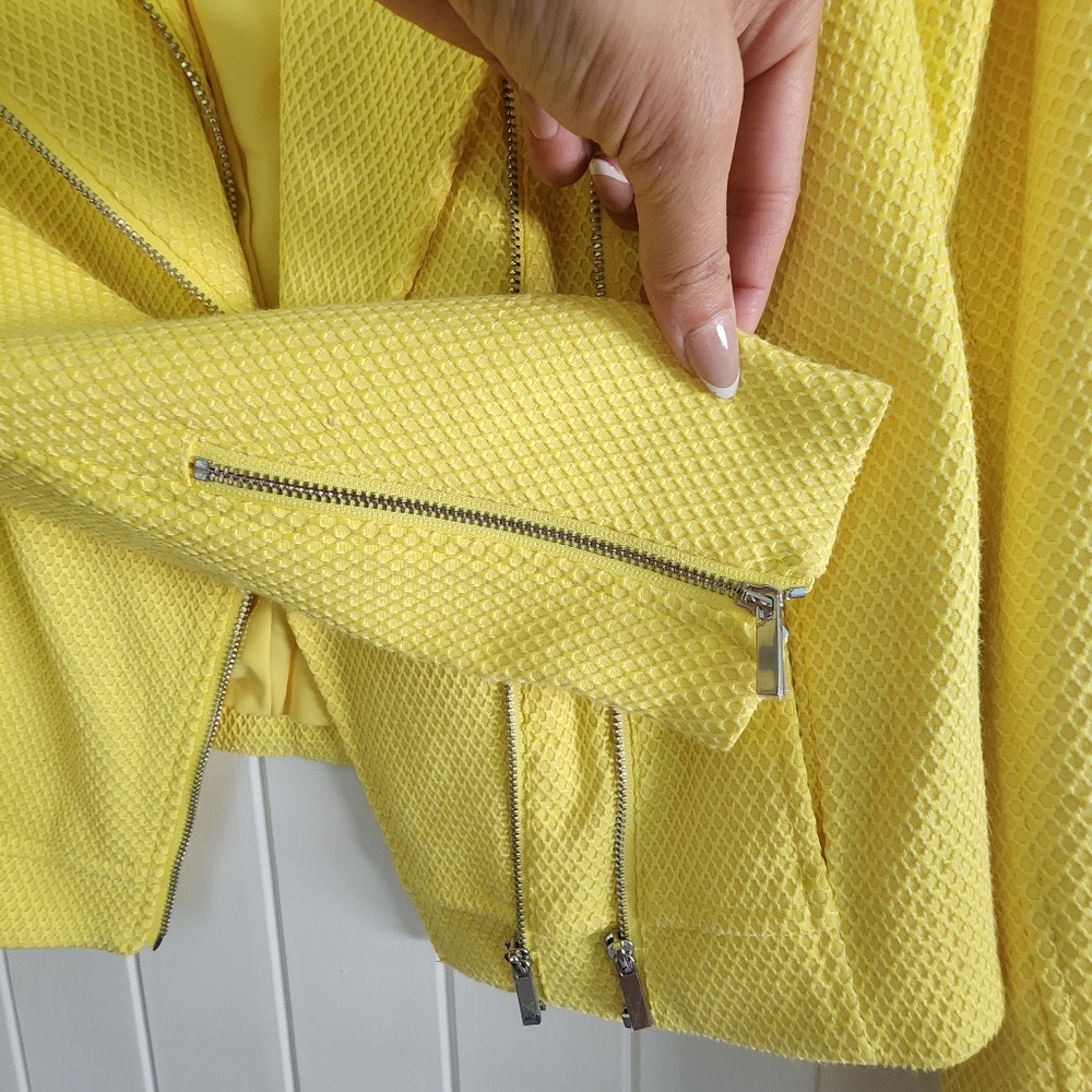NWT 1. State Yellow Tailored Blazer W/ Convertable Slerves Zippers - Picture 5 of 6